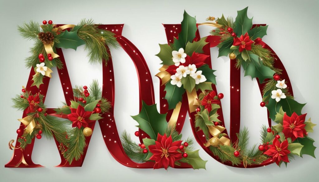 free printable floral Christmas banner letters